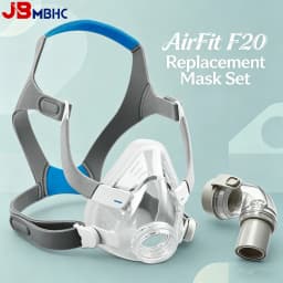 CPAP AirFit F20 Replacement Mask with Elbow Connector Set - Includes Mask Cushion, Headgear, Frame, Elbow & Clips F20 Masks Set
