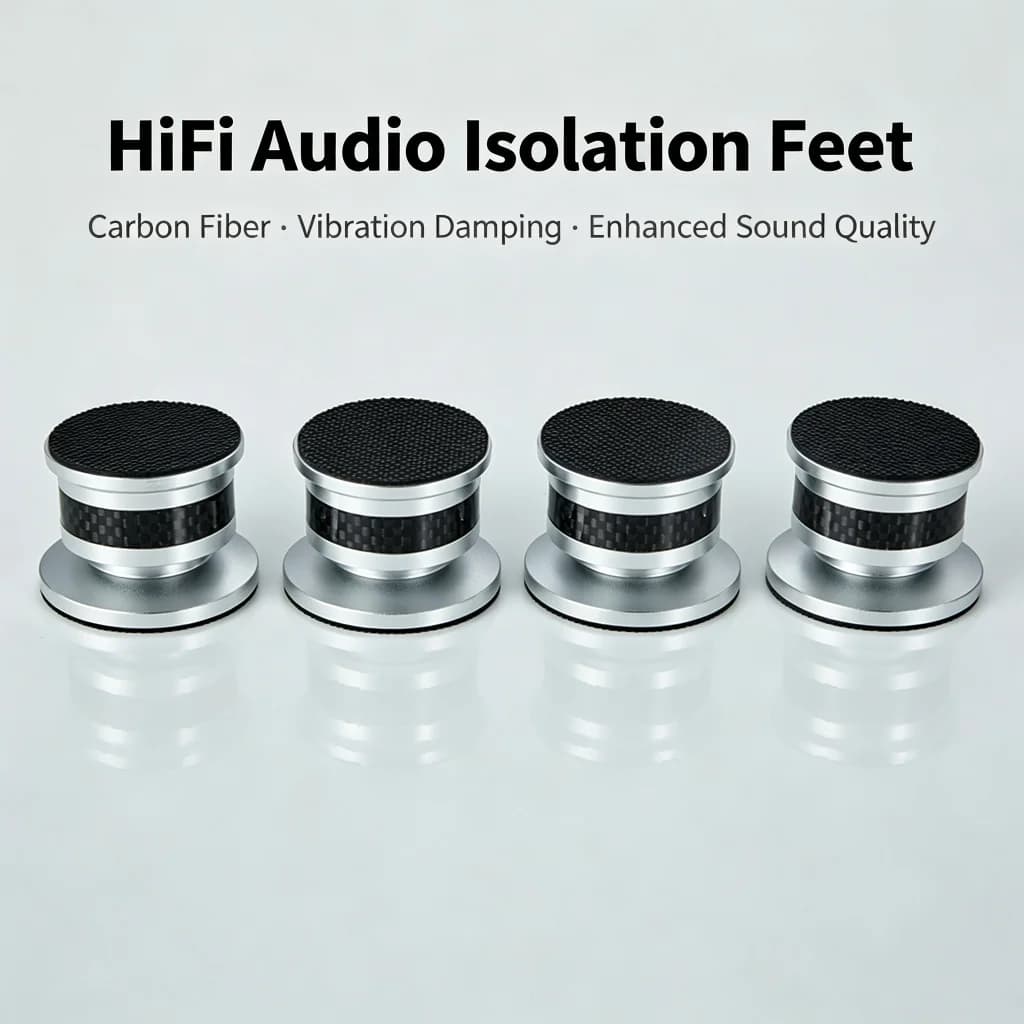 Professional Audio Speaker Foot Set (4 Pieces) Carbon Fiber Aluminum Alloy Speaker Foot Sole Speaker Foot Strap with 8 Anti Slip