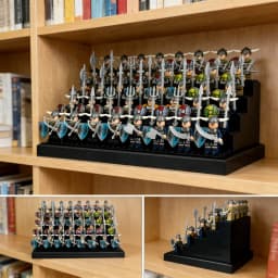 2-Pack 5-Tier Minifig Display Stand – Thick ABS Dust-Resistant Collector Shelf for Building Block Figures (No Cover)