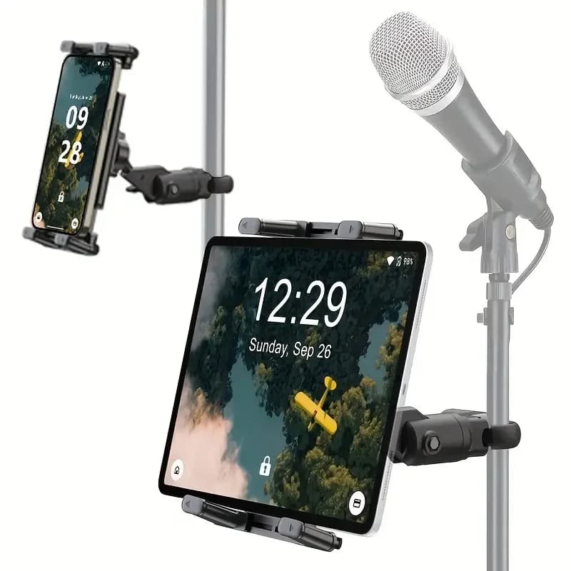 Tablet Holder for Microphone Stand,Mic Music Stand Tablet Holder for iPad,Smartphone Tablet Mic Stand Mount for Live Streaming
