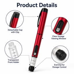 Adjustable V1 80 Unit Reusable Insulin Pen Peptide Pen Injector , Compatible with 3ml Cartridges, for Personal Research Home Use