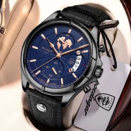 POEDAGAR Luxury Original Man Watch Chronograph Date Waterproof Men Wristwatch Leather Quartz Business Sports Men's Watches Reloj