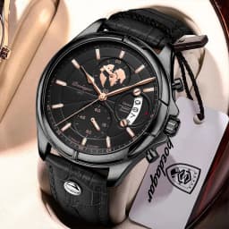 POEDAGAR Luxury Original Man Watch Chronograph Date Waterproof Men Wristwatch Leather Quartz Business Sports Men's Watches Reloj