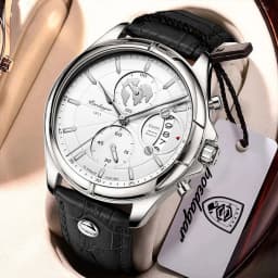 POEDAGAR Luxury Original Man Watch Chronograph Date Waterproof Men Wristwatch Leather Quartz Business Sports Men's Watches Reloj