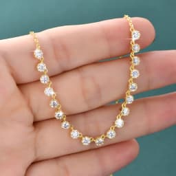 OXTAO Certified Moissanite Bubble-Style Necklace 3mm D VVS1 for Women Sweet U-Smile Pendant Necklace Jewelry 14K Gold Filled