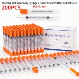 100/200pcs 1ml 0.5ml 30G 31G Pet Animal Dog Cat Disposable Syringe Plastic Veterinary Syringe With Needles Medical Supplies