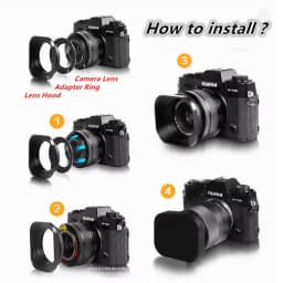 Square Shape Lens Hood 37mm 39mm 40.5mm 43mm 46mm 49mm 52mm For Canon Nikon Fujifilm Leica Panasonic