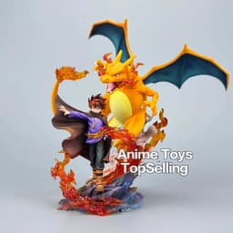 17cm/6.69in Anime Pokemen Figure Charizard Gary Oak Action Figures Pvc Statue Desktop Ornamen Collection Model Toys Gifts