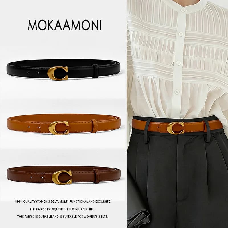 Luxury Belt for women with Adjustable C Buckle Design, for Jeans & Dresses, Y2K Style Soft Comfortable Waist Belt