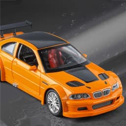 1:24 M3 E46 GTR Coupe Alloy Sports Car Model Diecast Metal Track Racing Vehicles Car Model Sound Light Simulation Kids Toys Gift
