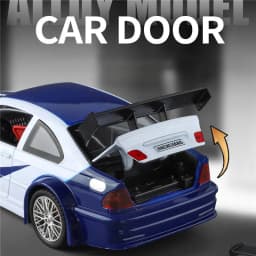 1:24 M3 E46 GTR Coupe Alloy Sports Car Model Diecast Metal Track Racing Vehicles Car Model Sound Light Simulation Kids Toys Gift