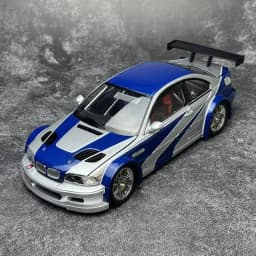1:24 M3 E46 GTR Coupe Alloy Sports Car Model Diecast Metal Track Racing Vehicles Car Model Sound Light Simulation Kids Toys Gift