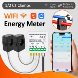 Tuya WiFi Smart Energy Meter AC100-240V 1/2CT Clamp App Control 80A Power Monitor Electricity Statistics