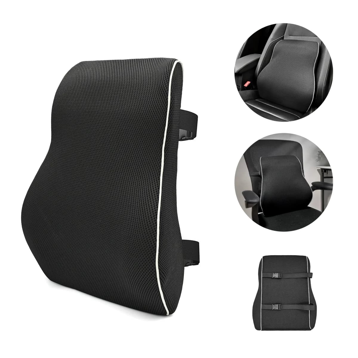 1pc Non-Slip Lumbar Support Pillow Memory Foam Relieve Back Pain Car Seat Waist Cushion Soft Comfortable For Office Home Car