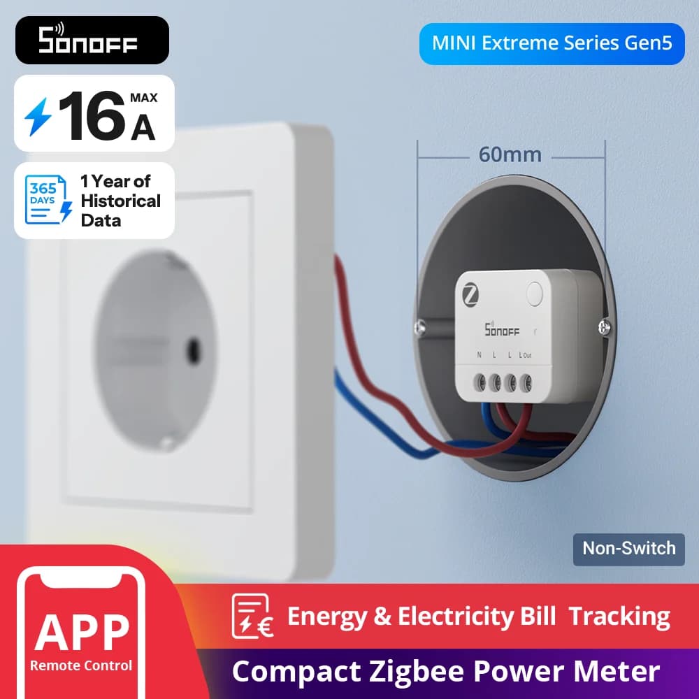 SONOFF MINI-ZB1GP MINI PM Zigbee Power Meter Real-Time Energy Tracking Smart Appliance Monitoring Cost Calculation Zigbee Router