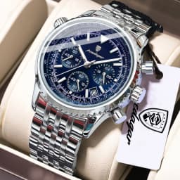 POEDAGAR Luxury Watches For Man Date Chronograph Stainless Steel Sport Men Watch Waterproof Luminous Quartz Military Men's Watch