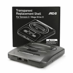 LinkRetro Transparent ABS Replacement Shell Injection-Molded Console Housing Case for Sega Genesis 2 / MD2 Game Console