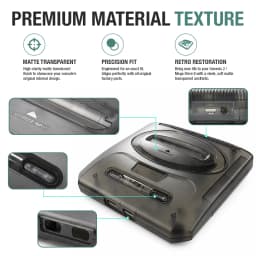 LinkRetro Transparent ABS Replacement Shell Injection-Molded Console Housing Case for Sega Genesis 2 / MD2 Game Console