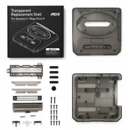 LinkRetro Transparent ABS Replacement Shell Injection-Molded Console Housing Case for Sega Genesis 2 / MD2 Game Console