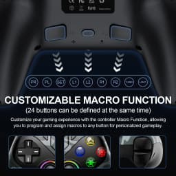 For Playstation5/PS5/PC RGB Wireless Controller,Gamepads W/Marco/Turbo Function PR/PL Program Keys Dual Vibration Game Joystick