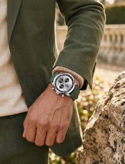 Men's Luxury Watch GOLDENHOUR Green Chronograph Quartz Leather Waterproof Luminous Military Sport Wristwatch Relogio Masculino