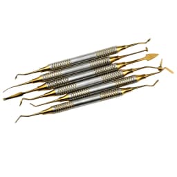 6pcs Dental Composite Resin Filling Spatula Titanium Plated Head Resin Filler Set Thick Handle Restoration Set Dental Instrument