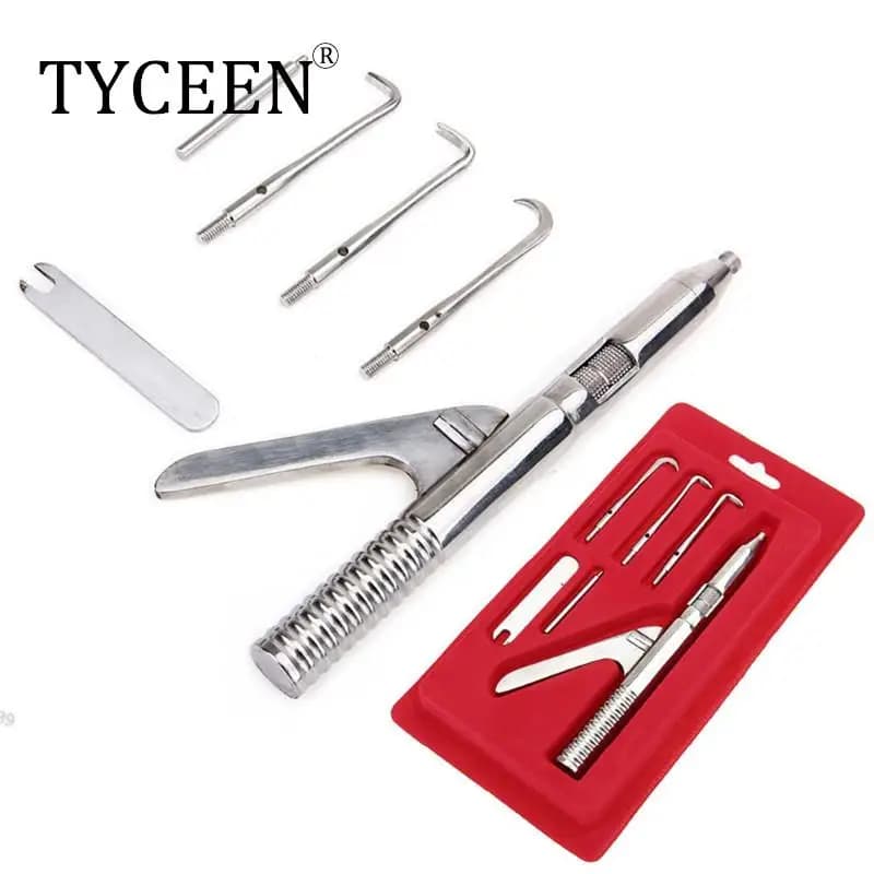 1 Set Dental Automatic Singlehanded Crown Remover Gun set Stainless Steel Dental Surgical Instrument Tools with 3 working tip