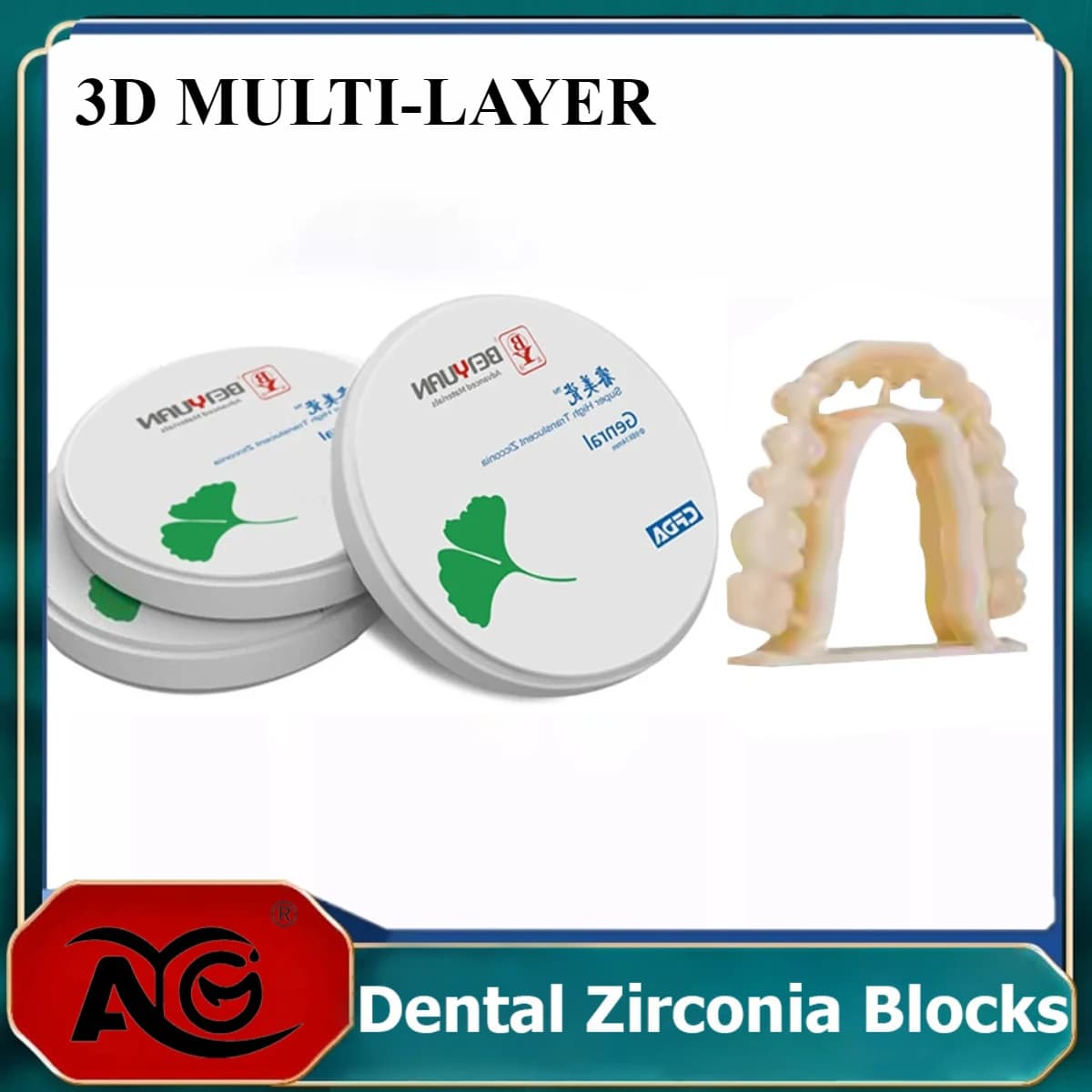 AG Dental Material Zirconia Multilayer 3D MULTI-LAYER Zirconia Blocks 98mm Multilayer Zirconia Disc Cad Cam Dental Lab Use