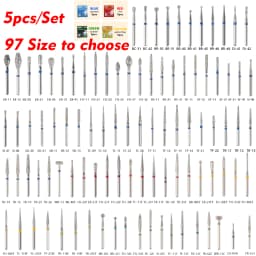 5 PCS Dental Diamond Burs Drill Medium FG 1.6MM For High Speed Hand