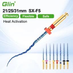Glin Dental Niti Super Blue Rotary Heat Activated Endodontic Canal Root Files 21/25/31mm SX-F3 Dentistry Tools Engine Use Files