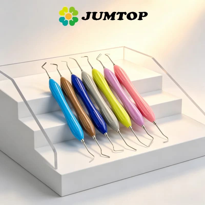 JUMTOP 7Pcs Dental Resin Filler Composite Resin Filling Restoration Tools with Silicone Handle