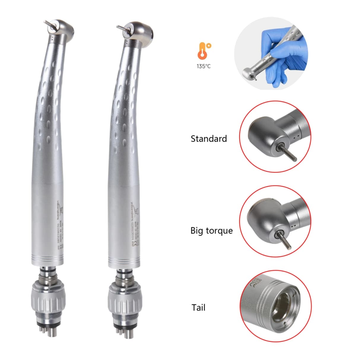 KaVo Style Dental High Speed Handpiece Standard/Big head Single spray Push Button Turbine + 4Hole Quick Coupler Swivel