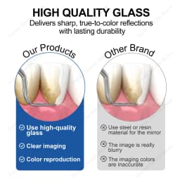 10pcs Dental Odontoscope Rhodium Mouth Mirrors Front Surface Intraoral Photography Mirror Exam Reflector Glass Single Sided