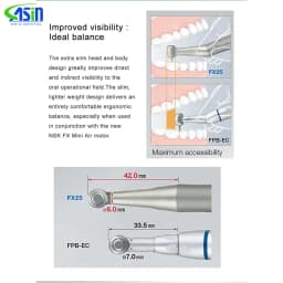FX25 Dental Low speed Handpiece 1:1 Contra Angle dental surgery instruments Direct Drive Gear Ratio Apply for E type Air Motor