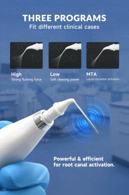TOQ Dental Wireless Endo Activator Sonic Irrigator 60Pcs Tips Type‑C Rechargeable Root Canal Cleaning 3 Modes Endodontic