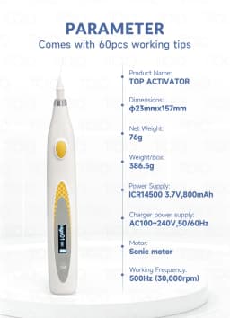 TOQ Dental Wireless Endo Activator Sonic Irrigator 60Pcs Tips Type‑C Rechargeable Root Canal Cleaning 3 Modes Endodontic