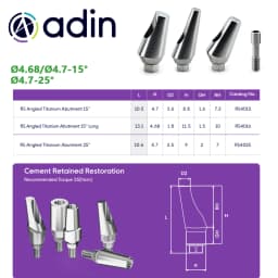Compatible with ADIN System Multi Unit Abutment Transfer Post Analog Abutment Screw Healing Cap Medical Grade Titanium