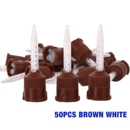 50PCS Dental Disposable Mixing Tips Brown 1:1 Intraoral Tips Mixing Head for Light Weight Silicone Rubber Materials Impression