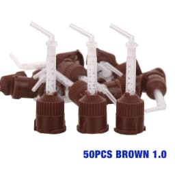 50PCS Dental Disposable Mixing Tips Brown 1:1 Intraoral Tips Mixing Head for Light Weight Silicone Rubber Materials Impression