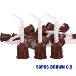 50PCS Dental Disposable Mixing Tips Brown 1:1 Intraoral Tips Mixing Head for Light Weight Silicone Rubber Materials Impression