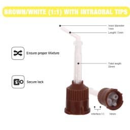 50PCS Dental Disposable Mixing Tips Brown 1:1 Intraoral Tips Mixing Head for Light Weight Silicone Rubber Materials Impression