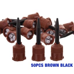 50PCS Dental Disposable Mixing Tips Brown 1:1 Intraoral Tips Mixing Head for Light Weight Silicone Rubber Materials Impression