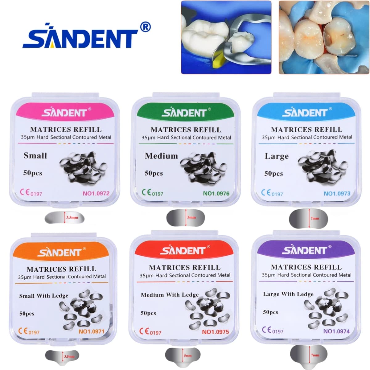 50Pc/Box Dental Metal Matrices Band/with Ledge Sectional Contoured Matrix Refill S/M/L 35μm for Teeth Replacement Dentsit Tools