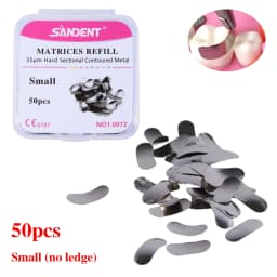 50Pc/Box Dental Metal Matrices Band/with Ledge Sectional Contoured Matrix Refill S/M/L 35μm for Teeth Replacement Dentsit Tools