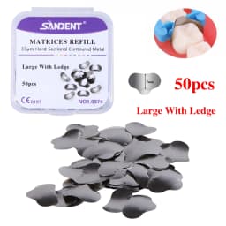 50Pc/Box Dental Metal Matrices Band/with Ledge Sectional Contoured Matrix Refill S/M/L 35μm for Teeth Replacement Dentsit Tools