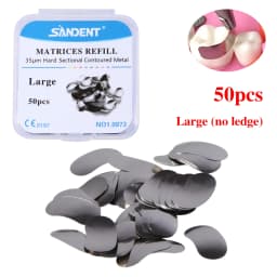 50Pc/Box Dental Metal Matrices Band/with Ledge Sectional Contoured Matrix Refill S/M/L 35μm for Teeth Replacement Dentsit Tools