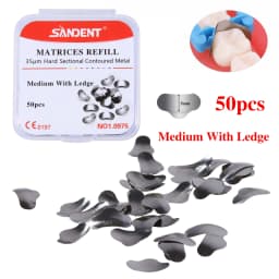 50Pc/Box Dental Metal Matrices Band/with Ledge Sectional Contoured Matrix Refill S/M/L 35μm for Teeth Replacement Dentsit Tools