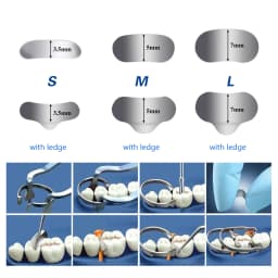 50Pc/Box Dental Metal Matrices Band/with Ledge Sectional Contoured Matrix Refill S/M/L 35μm for Teeth Replacement Dentsit Tools