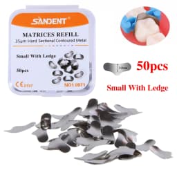 50Pc/Box Dental Metal Matrices Band/with Ledge Sectional Contoured Matrix Refill S/M/L 35μm for Teeth Replacement Dentsit Tools