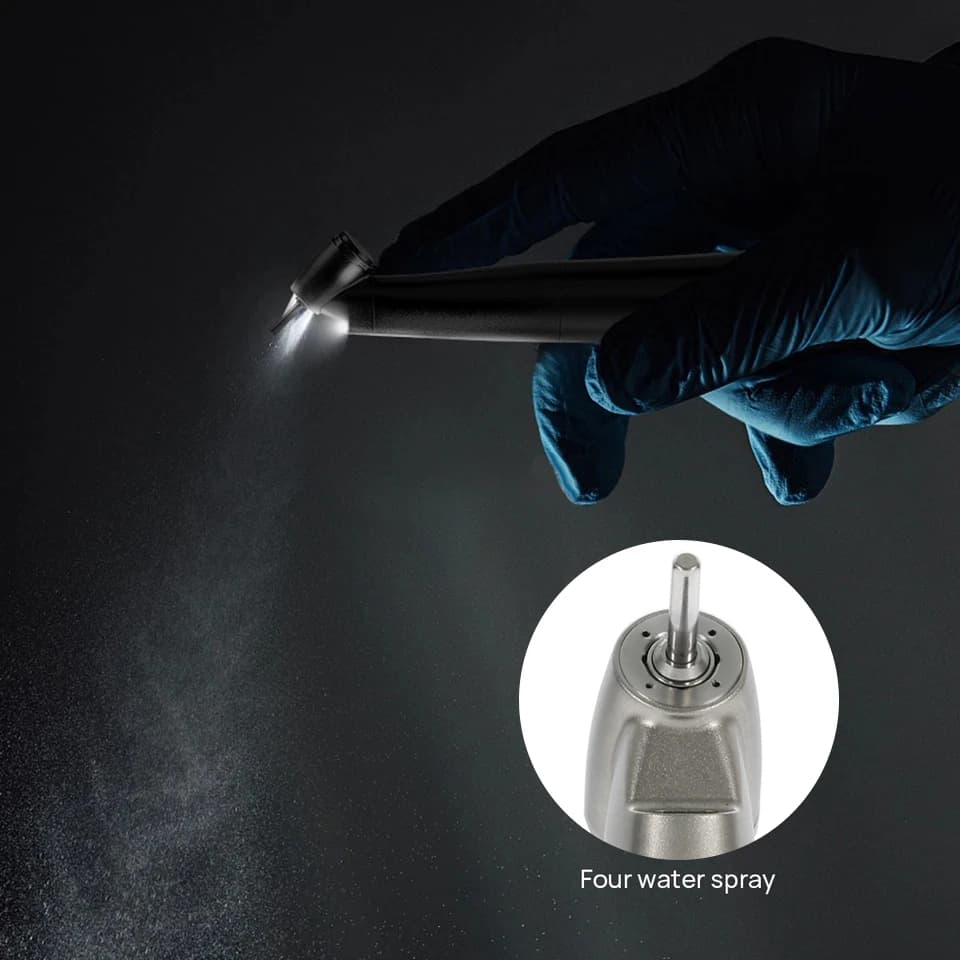 SKYSEA Dental Fiber Optic 1:4.2 Increasing Speed Handpiece 45°Angle LED Contra Angle Inner 4 Way Spray